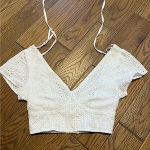 Altar'd State White Eyelet Lace Crop Top